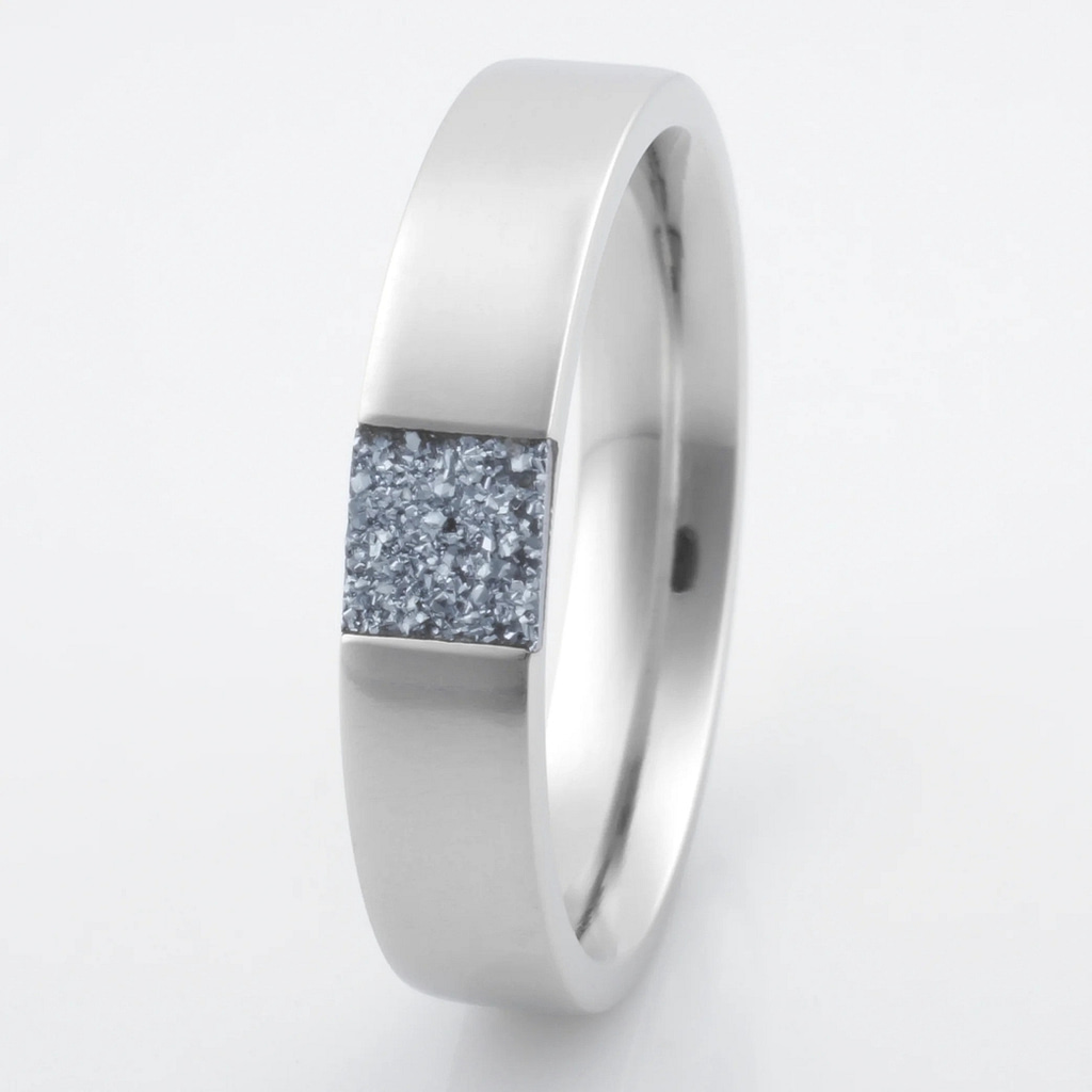 Platinum ring 950 with gold 25 and osmium Square osmium ring