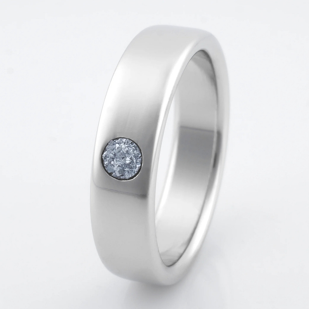 Platinum Ring 950 with Gold 25 and Osmium Diamond Osmium Ring